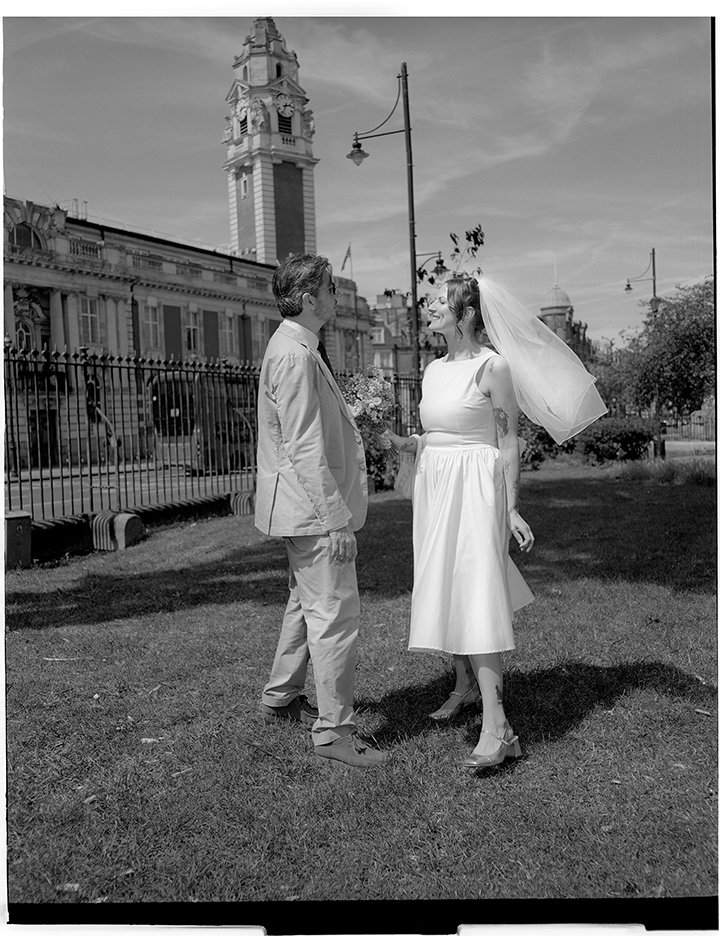 Bride and groom sharing a quiet moment during their Lambeth Town Hall wedding