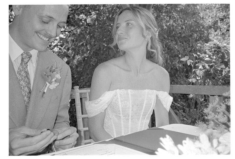 wes anderson style wedding portrait